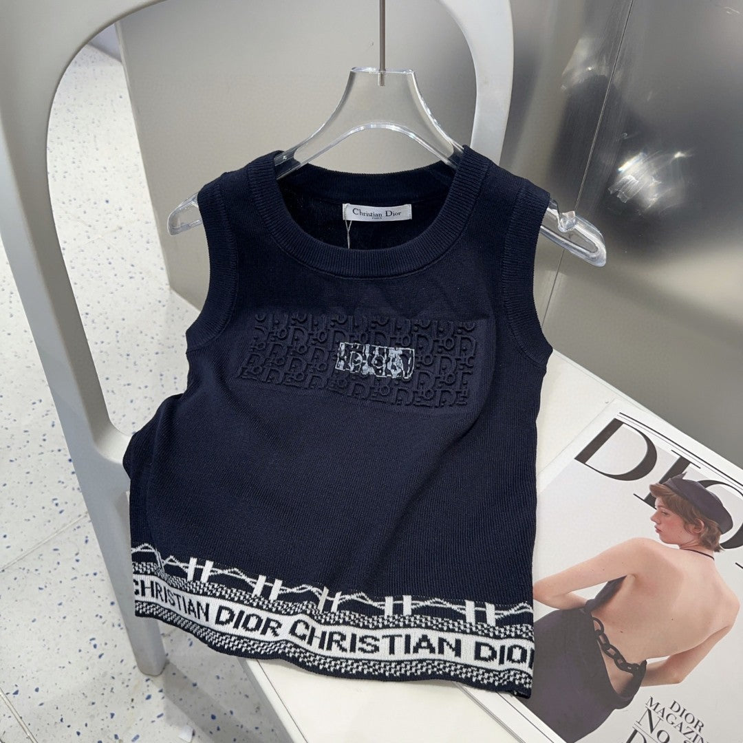 TANK TOP 612061 IN NAVY BLUE COTTON RIBBED