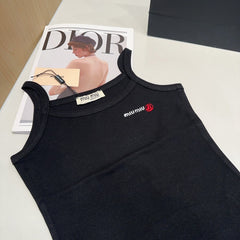 CAMISOLE 613779 IN BLACK COTTON RIBBED