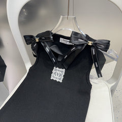 TANK TOP 615181 IN BLACK COTTON RIBBED KNIT