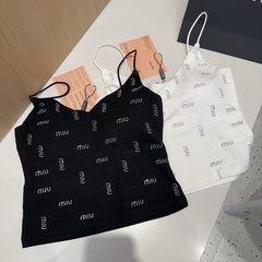 CAMI TOP 640627 IN BLACK COTTON RIBBED KNIT