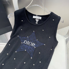 TANK TOP 633197 IN BLACK COTTON EMBOSSED PEARL