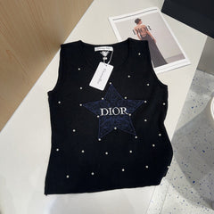 TANK TOP 633197 IN BLACK COTTON EMBOSSED PEARL