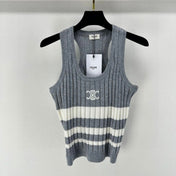 STRIPED TANK TOP 625958 IN GRAY AND WHITE COTTON RIBBED
