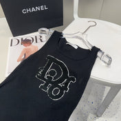 CAMISOLE 619300 IN BLACK COTTON RIBBED KNIT TEXTURED LOGO