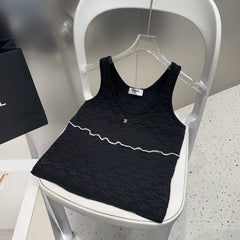 SLEEVELESS TOP 640632 IN BLACK COTTON RAISED LOGO