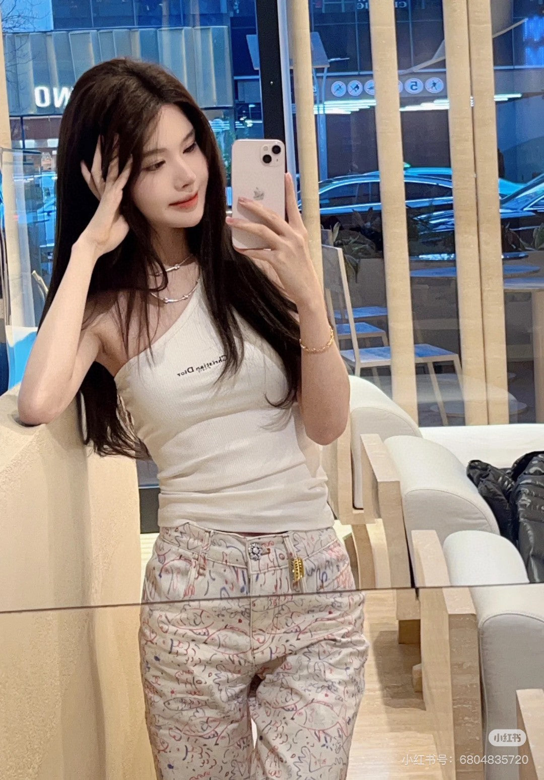 ONE SHOULDER TOP 633200 IN WHITE COTTON