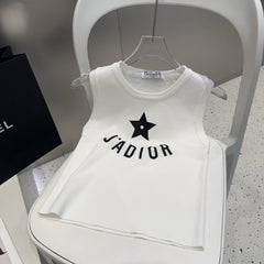 TANK TOP 622149 IN WHITE COTTON RIBBED STAR AND LOGO