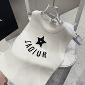 TANK TOP 622149 IN WHITE COTTON RIBBED STAR AND LOGO