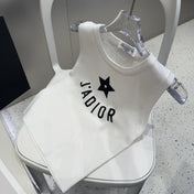 TANK TOP 622149 IN WHITE COTTON RIBBED STAR AND LOGO