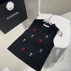 TANK TOP 624511 IN BLACK COTTON RIBBED