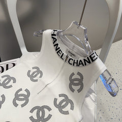 TANK TOP 625959 IN WHITE COTTON RIBBED EMBOSSED LOGO