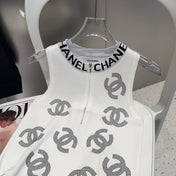 TANK TOP 625959 IN WHITE COTTON RIBBED EMBOSSED LOGO