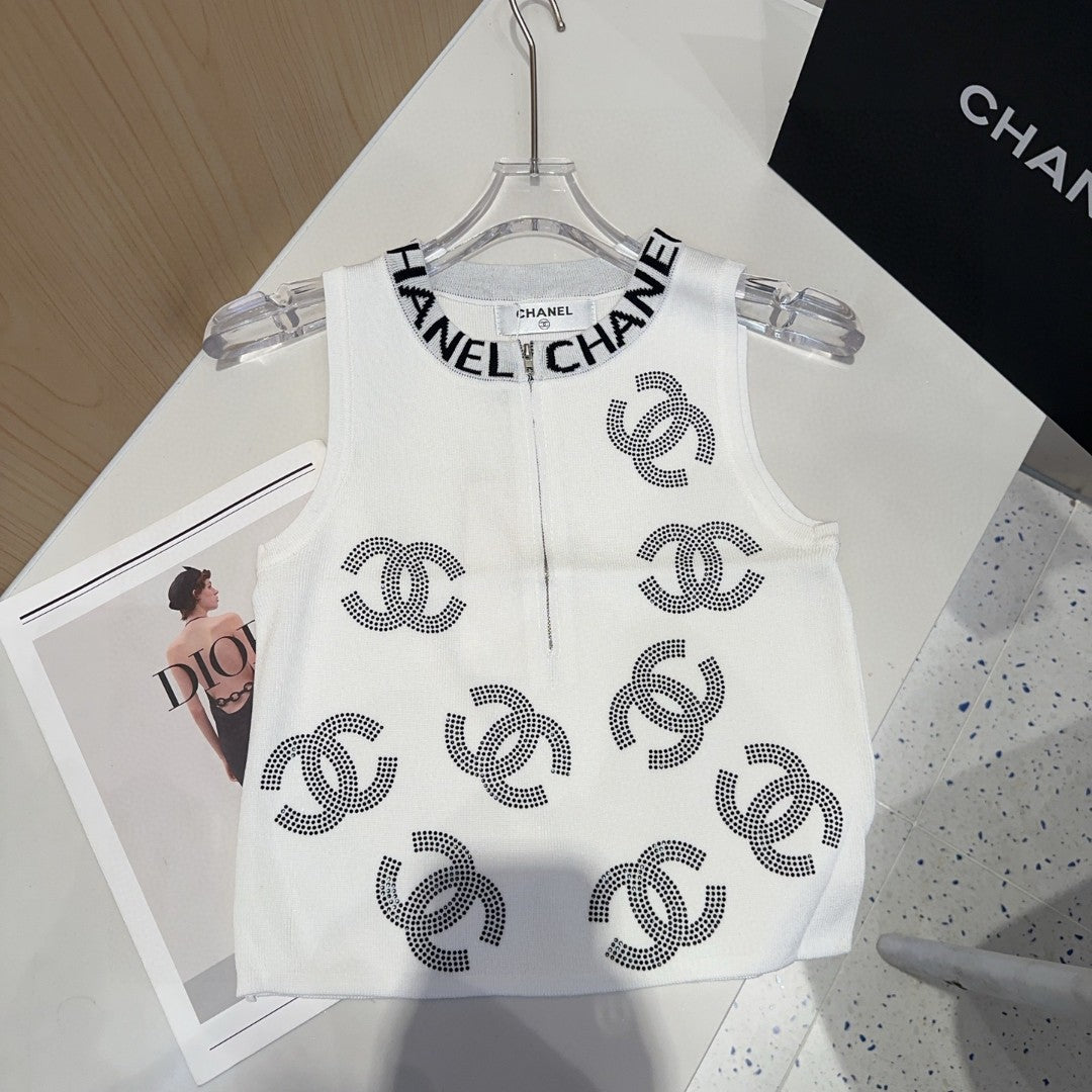 TANK TOP 625959 IN WHITE COTTON RIBBED EMBOSSED LOGO