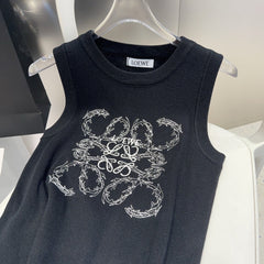 TANK TOP 633202 IN BLACK COTTON RIBBED KNIT