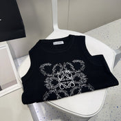 TANK TOP 633202 IN BLACK COTTON RIBBED KNIT