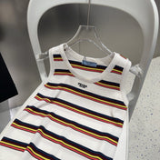 STRIPED TANK TOP 627700 IN WHITE MIX MULTICOLR COTTON RIBBED