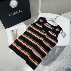 STRIPED TANK TOP 627701 IN BLACK MIX MULTICOLR COTTON RIBBED