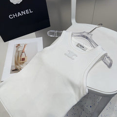 TANK TOP 633206 IN WHITE COTTON RIBBED KNIT EMBOSSED LOGO