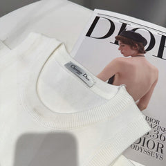 TANK TOP 638008 IN WHITE COTTON RIBBED KNIT EMBOSSED LOGO