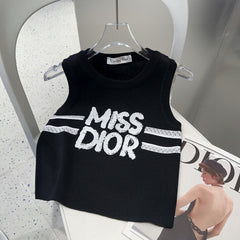 TANK TOP 638009 IN BLACK COTTON RIBBED KNIT EMBOSSED LOGO