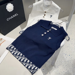 POLO TANK TOP 639172 IN NAVY BLUE COTTON RIBBED KNIT