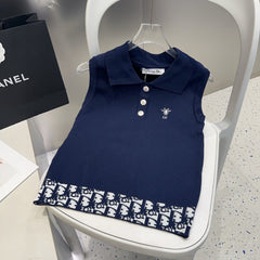 POLO TANK TOP 639172 IN NAVY BLUE COTTON RIBBED KNIT