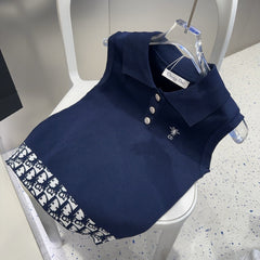 POLO TANK TOP 639172 IN NAVY BLUE COTTON RIBBED KNIT