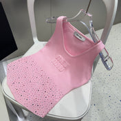 TANK TOP 640625 IN PINK COTTON MUTILCOLOR CRYSTAL