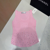 TANK TOP 640625 IN PINK COTTON MUTILCOLOR CRYSTAL
