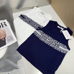 SLEEVELESS TOP 643221 IN BLACK COTTON WHITE LOGO