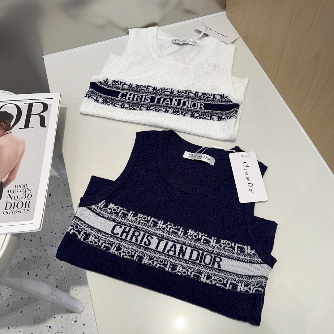 SLEEVELESS TOP 643221 IN BLACK COTTON WHITE LOGO