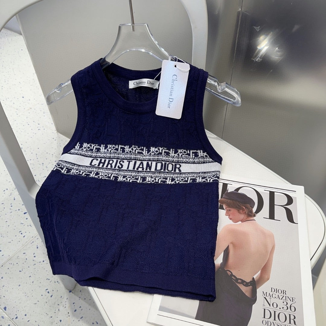 SLEEVELESS TOP 643221 IN BLACK COTTON WHITE LOGO