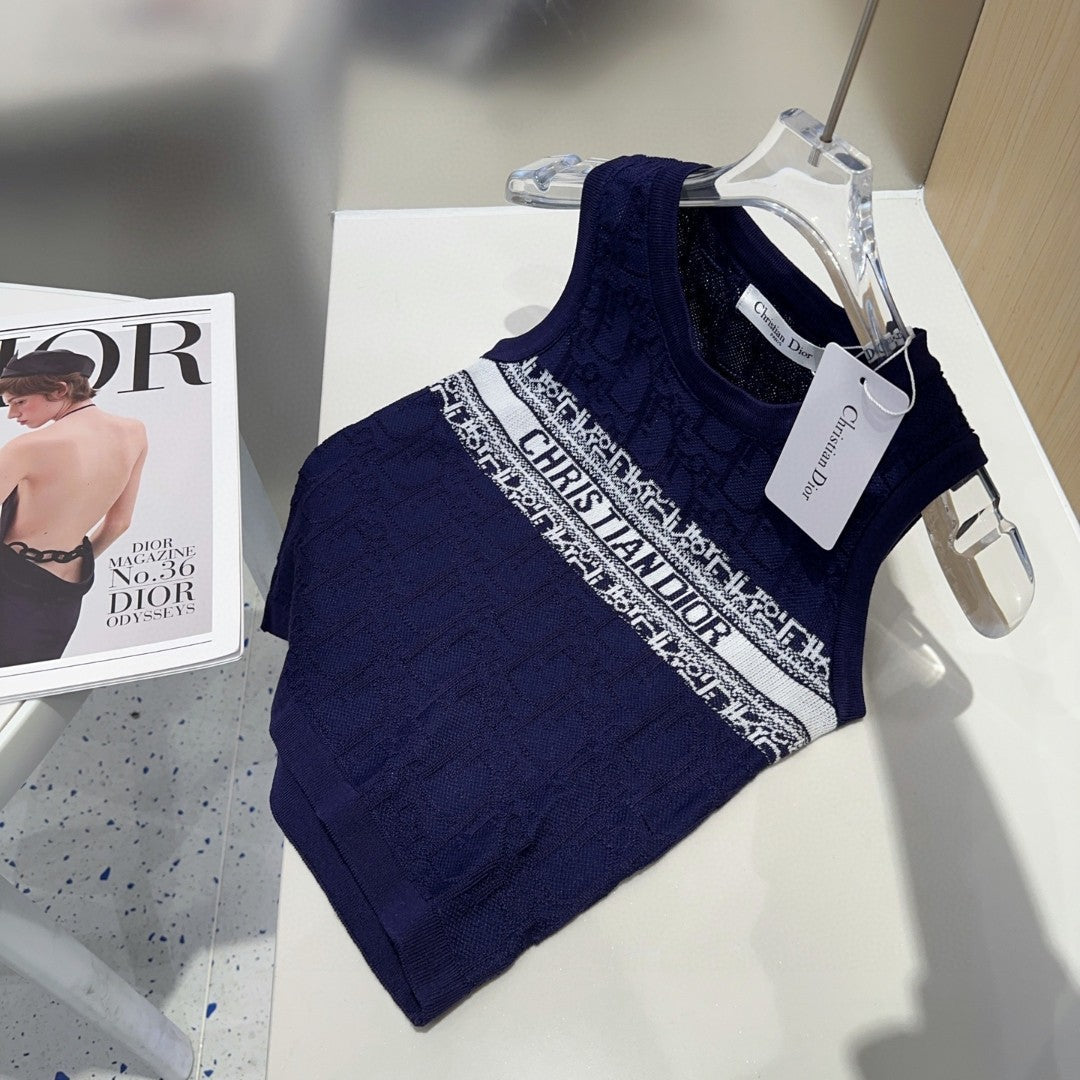 SLEEVELESS TOP 643221 IN BLACK COTTON WHITE LOGO