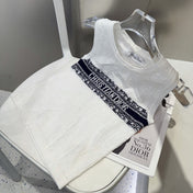 SLEEVELESS TOP 643222 IN WHITE COTTON BLACK LOGO