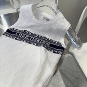 SLEEVELESS TOP 643222 IN WHITE COTTON BLACK LOGO