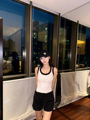 TANK TOP 643225 IN BLACK AND WHITE COTTON RIBBED KNIT