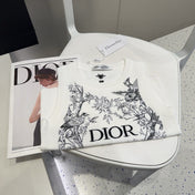 KNITTED TANK TOP 643231 IN WHITE COTTON JERSEY BLACK BIRD AND FLORAL PATTERN