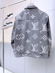 LV BASIC SHIRT JACKET IN GRAY MONOGRAM DENIM 239130