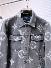 LV BASIC SHIRT JACKET IN GRAY MONOGRAM DENIM 239130