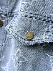 LV SHIRT JACKET IN LIGHT BLUE RIPPED MONOGRAM DENIM 239123