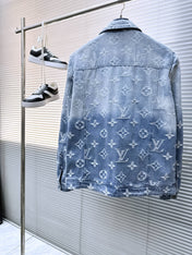 LV SHIRT JACKET IN LIGHT BLUE RIPPED MONOGRAM DENIM 239123