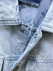 LV SHIRT JACKET IN LIGHT BLUE RIPPED MONOGRAM DENIM 239123