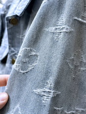 LV SHIRT JACKET IN LIGHT BLUE RIPPED MONOGRAM DENIM 239123