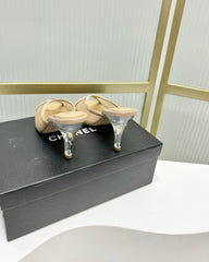 HIGH HEEL PEEP TOE IN BEIGE CREAM BREATHABLE MESH