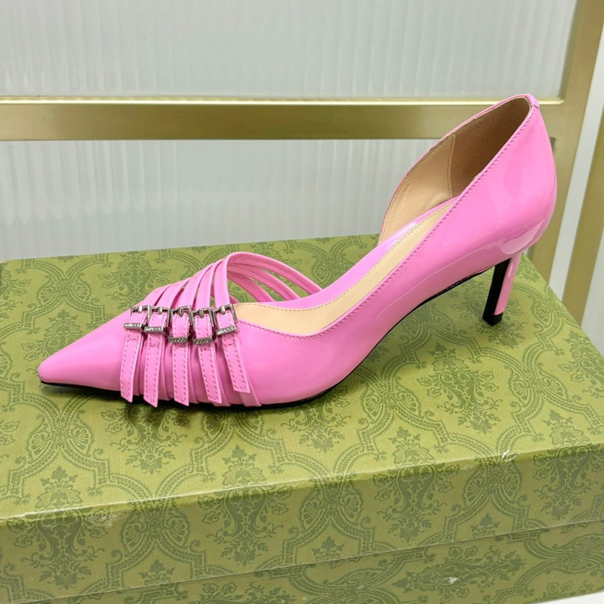 HIGH PUMP 6 CM IN FUSCIA PINK CALFSKIN