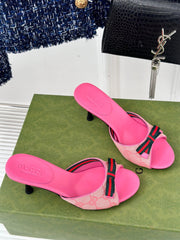 GG Vintage High Heel Slippers Pink