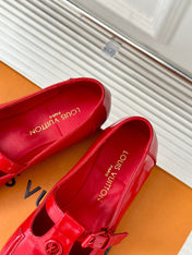 LV WOMEN SOHO FLAT MARY JANE IN CHERRY RED CALFSKIN