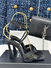 SL CORINNE SANDALS BLACK SATIN CREPE
