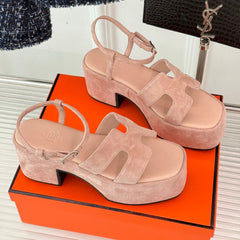 HM 25S JAM 30 HIGH-HEEL SANDAL IN PEACH PINK SUEDE