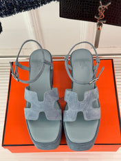 HM 25S JAM 30 HIGH-HEEL SANDAL IN STEEL BLUE GRAY SUEDE